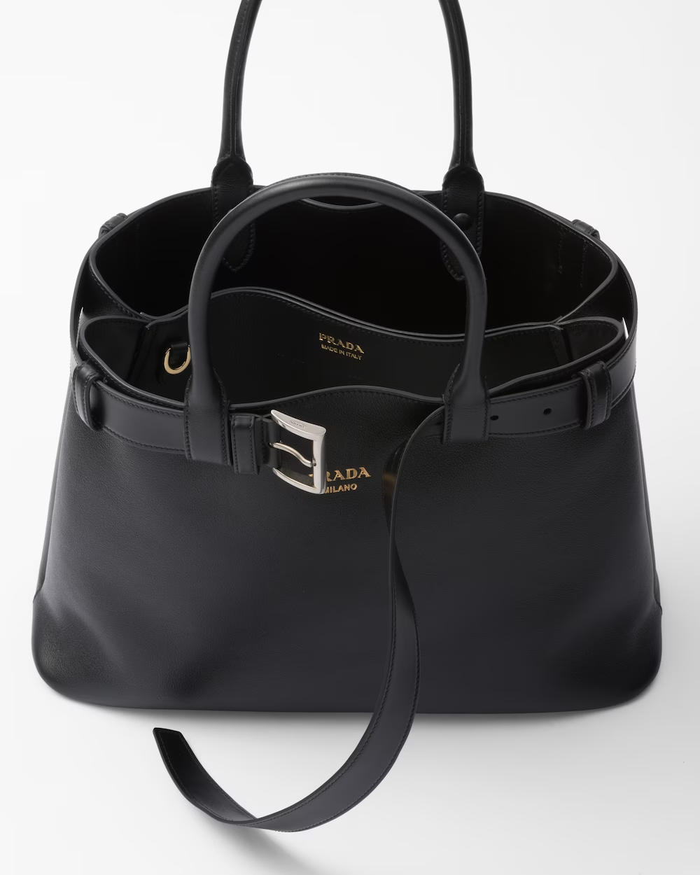 Prada Buckle large leather handbag with belt